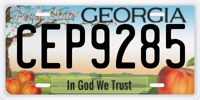 GA license plate CEP9285