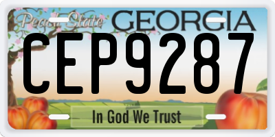GA license plate CEP9287