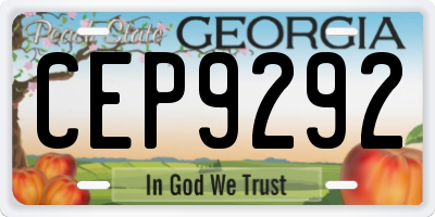 GA license plate CEP9292