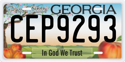 GA license plate CEP9293