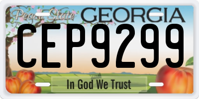 GA license plate CEP9299