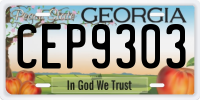 GA license plate CEP9303