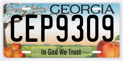 GA license plate CEP9309