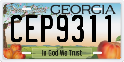 GA license plate CEP9311