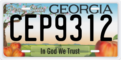GA license plate CEP9312