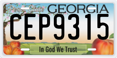 GA license plate CEP9315