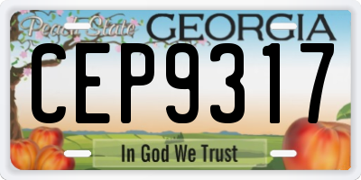 GA license plate CEP9317
