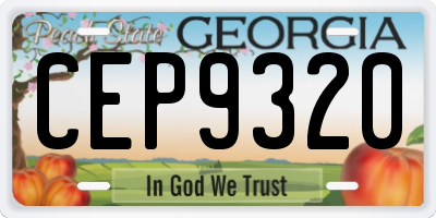 GA license plate CEP9320