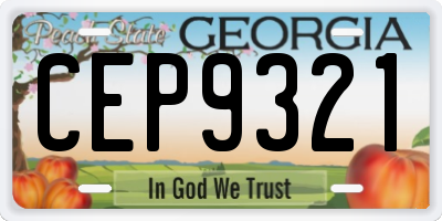 GA license plate CEP9321