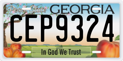 GA license plate CEP9324