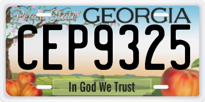 GA license plate CEP9325