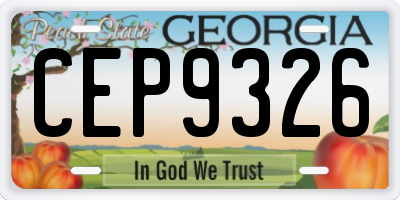 GA license plate CEP9326