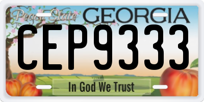 GA license plate CEP9333