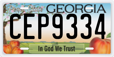 GA license plate CEP9334