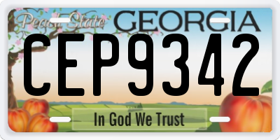 GA license plate CEP9342