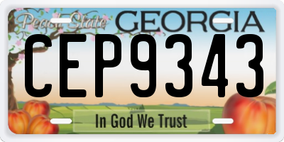 GA license plate CEP9343