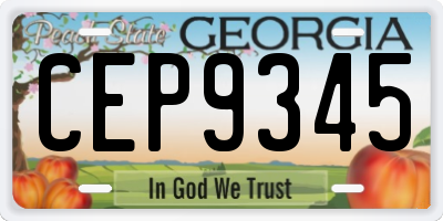 GA license plate CEP9345