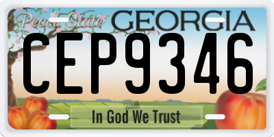 GA license plate CEP9346
