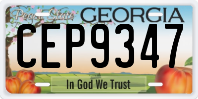 GA license plate CEP9347