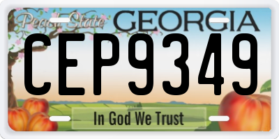 GA license plate CEP9349