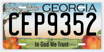 GA license plate CEP9352