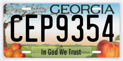 GA license plate CEP9354