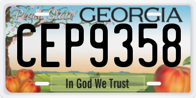 GA license plate CEP9358