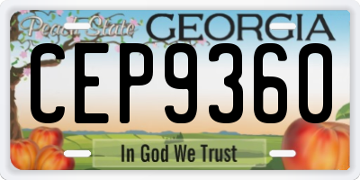 GA license plate CEP9360