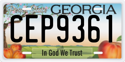GA license plate CEP9361