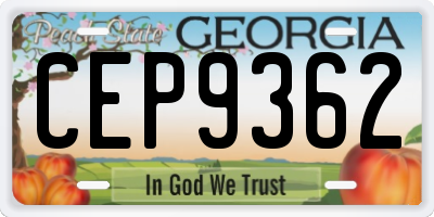 GA license plate CEP9362
