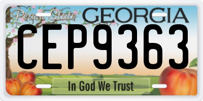 GA license plate CEP9363