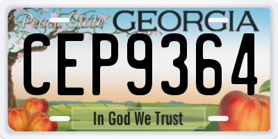 GA license plate CEP9364
