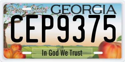GA license plate CEP9375