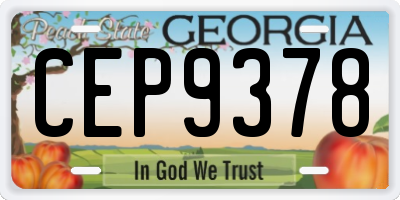 GA license plate CEP9378