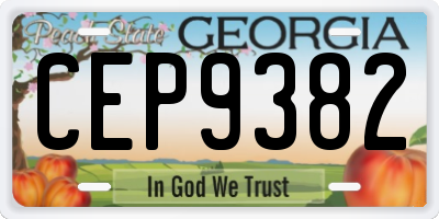 GA license plate CEP9382