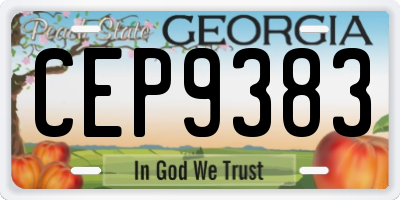GA license plate CEP9383