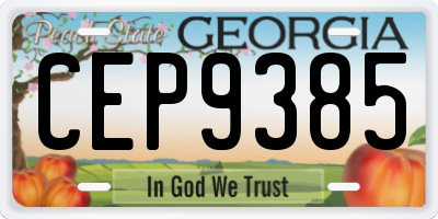GA license plate CEP9385