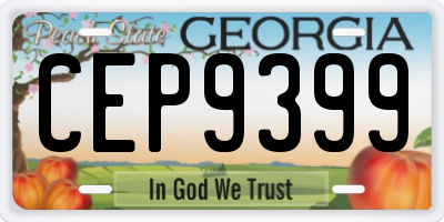 GA license plate CEP9399