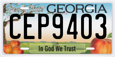 GA license plate CEP9403