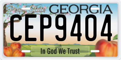 GA license plate CEP9404