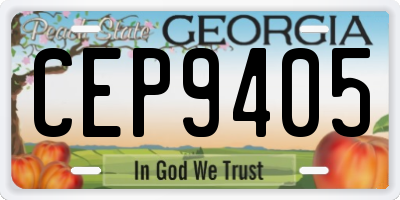 GA license plate CEP9405