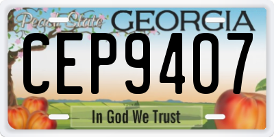 GA license plate CEP9407