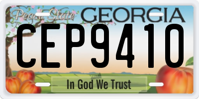 GA license plate CEP9410