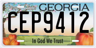 GA license plate CEP9412