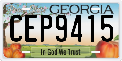 GA license plate CEP9415