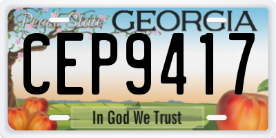 GA license plate CEP9417