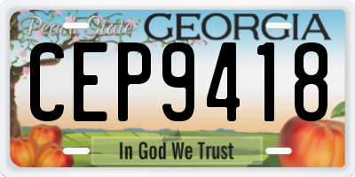 GA license plate CEP9418
