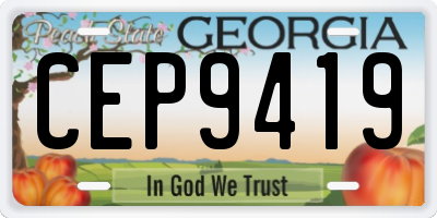 GA license plate CEP9419