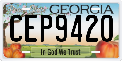 GA license plate CEP9420