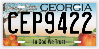 GA license plate CEP9422